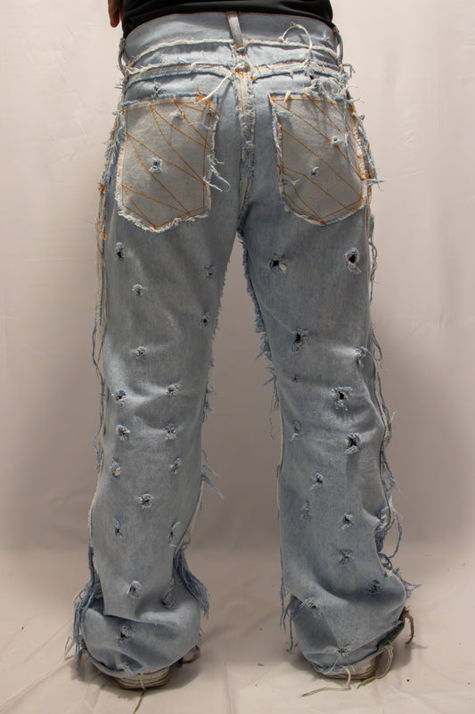 Jean baggy reverse bleu clair