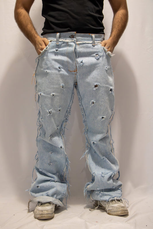 Jean baggy reverse bleu clair